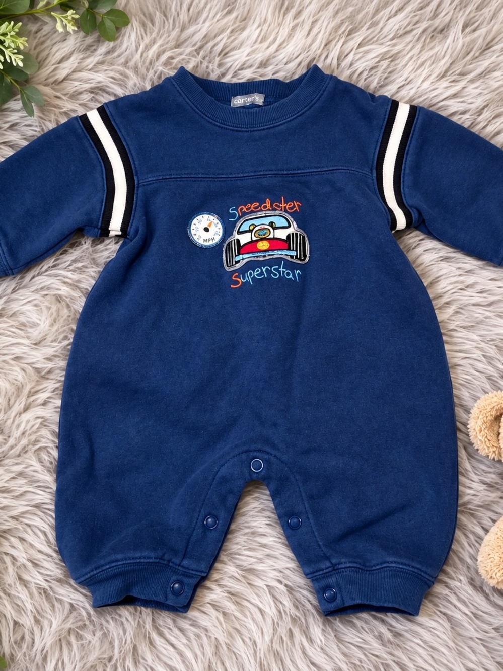 Carter's Navy Blue 'Speedster Superstar' Baby One-Piece